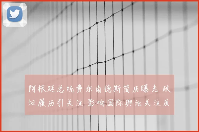 阿根廷总统费尔南德斯简历曝光 政坛履历引关注 影响国际舆论关注度